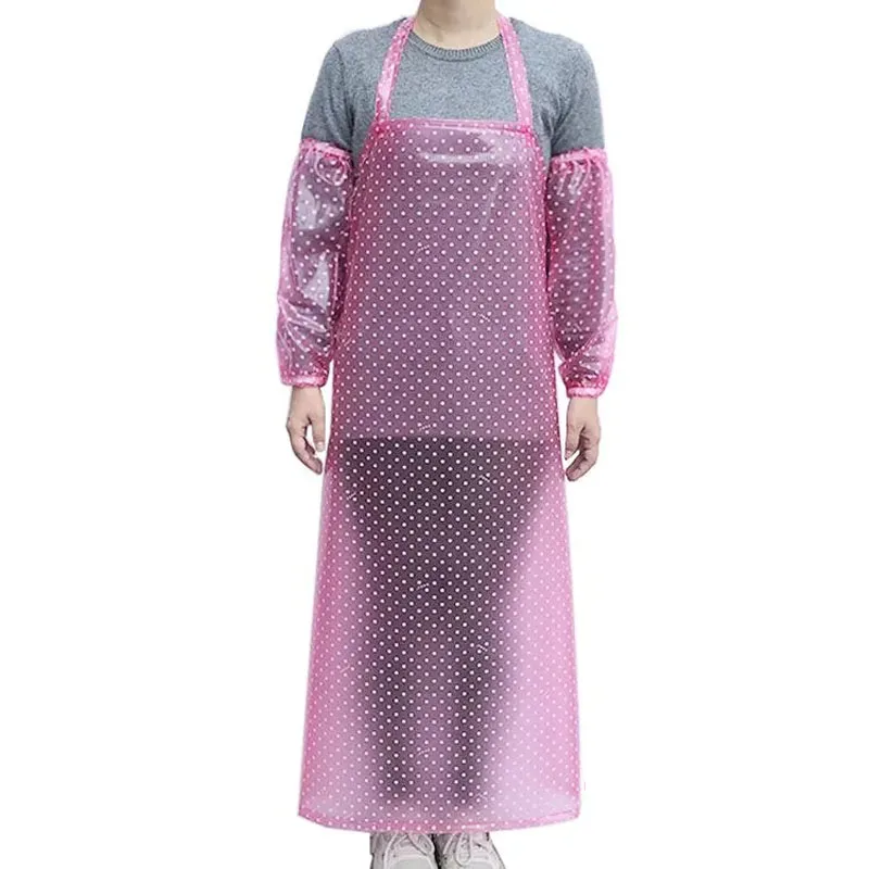 

PVC Transparent Dots Apron with Sleeves Waterproof Oil Proof Thicken Wear-Resistant Kitchen Household Cleaning Tools Unisex ﻿