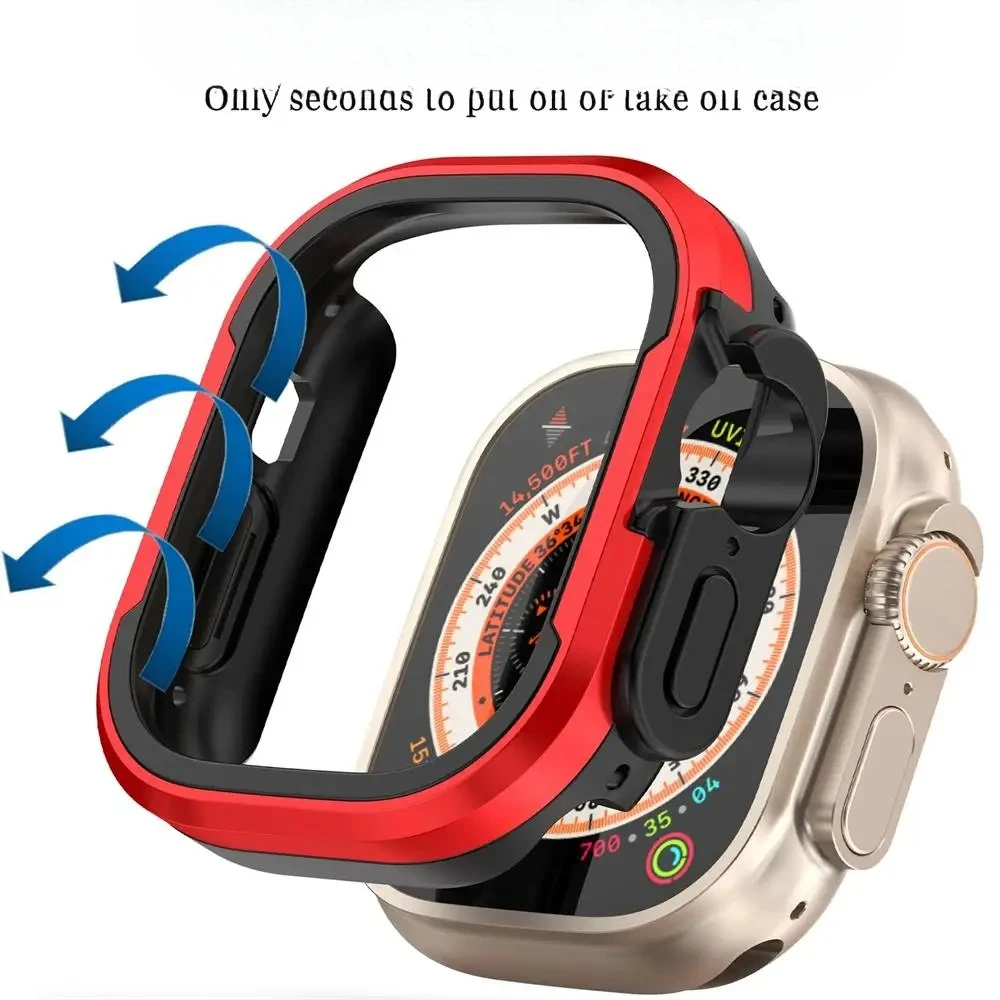 Boîtier en métal pour montre Ultra 2 49mm, accessoires pare-chocs trempé série iwatch 9 8 7 6 se 45mm 41mm 44 40