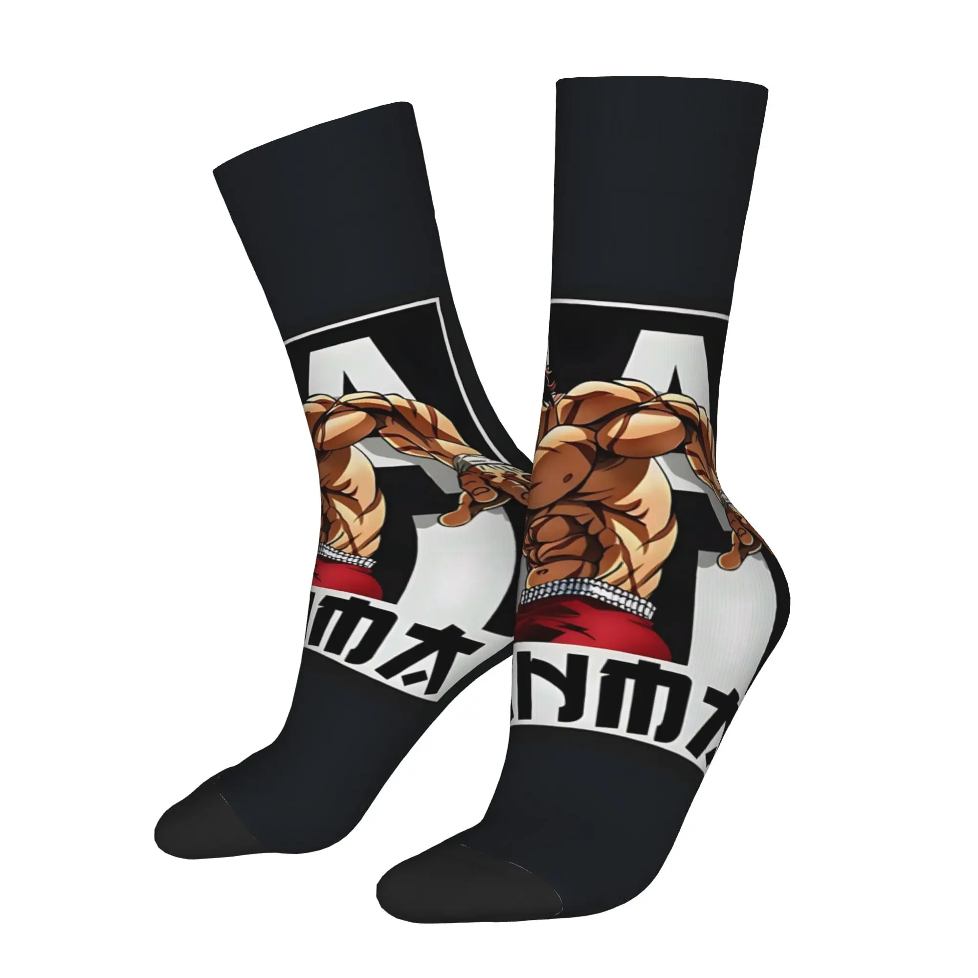 

1 Pair Happy Funny Men's Sock Street Style Grappler Pose Vintage Harajuku Baki Hip Hop Novelty Seamless Sock