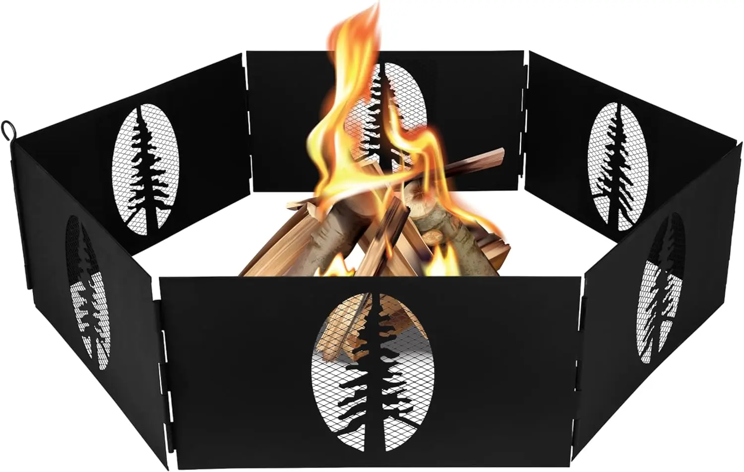 

Heavy Duty Steel Campfire Fire Pit Ring - 27"" Wide with Hinged Construction - Portable Fire Pit Features Collapsible Design