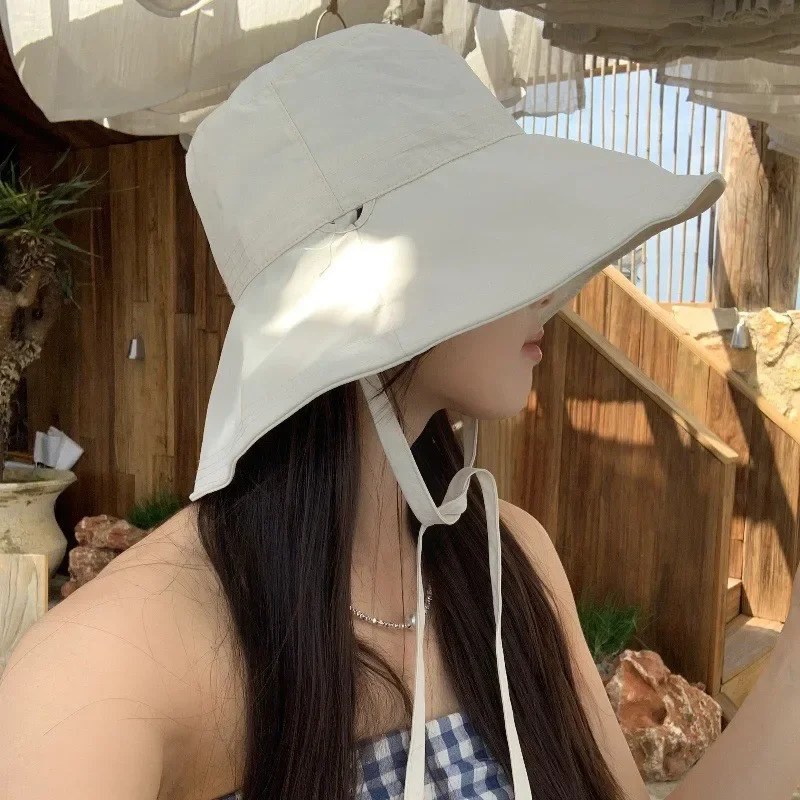 

Quick Dry Fisherman Hat Female Bow Big Hat Brim Outdoor UV Shading Sun Protection