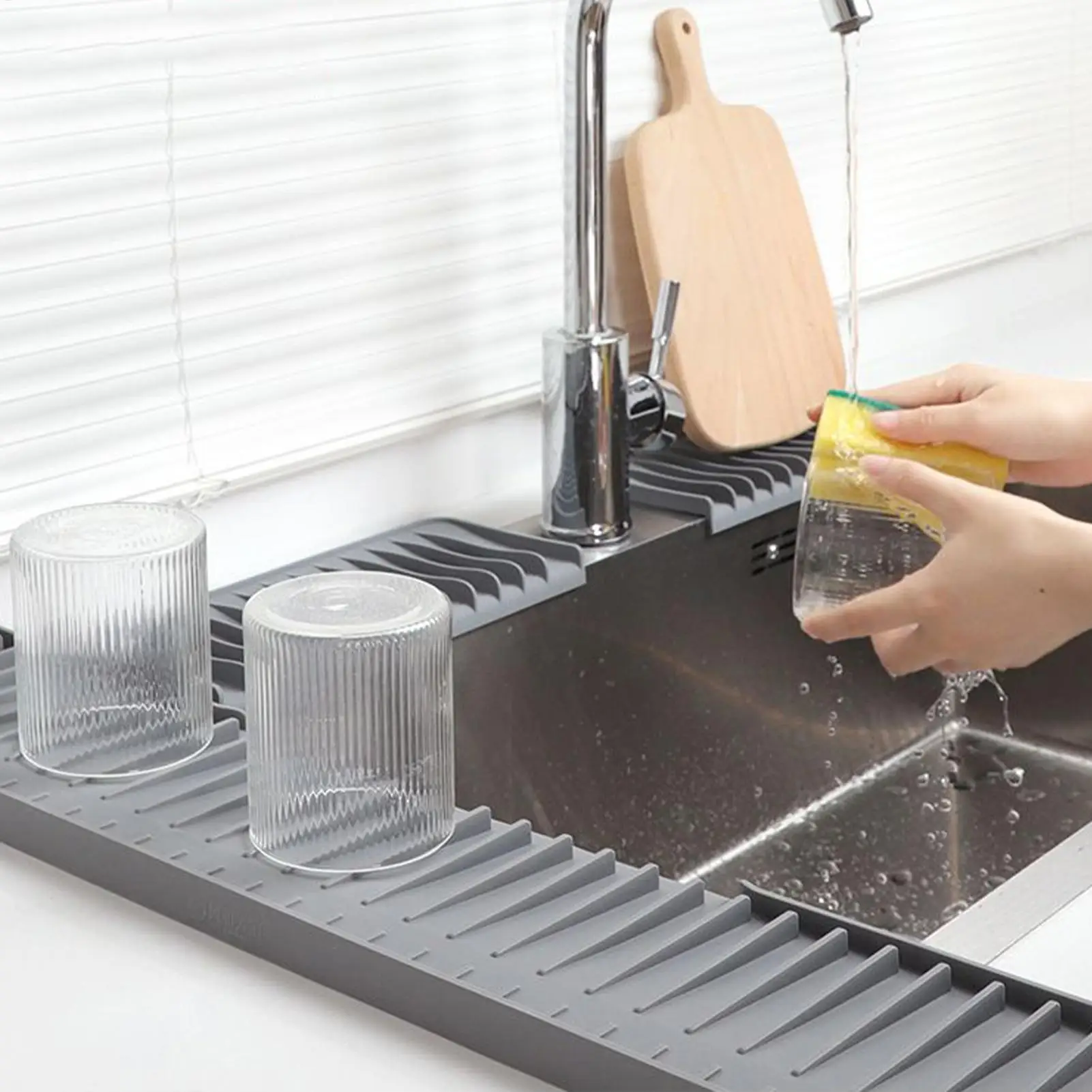 Sink Faucet Mat Silicone Drain Mat Anti-slip Portable  Sink Splash Guard Faucet Accessories Kitchen Sink Holder Farmhouse Decor
