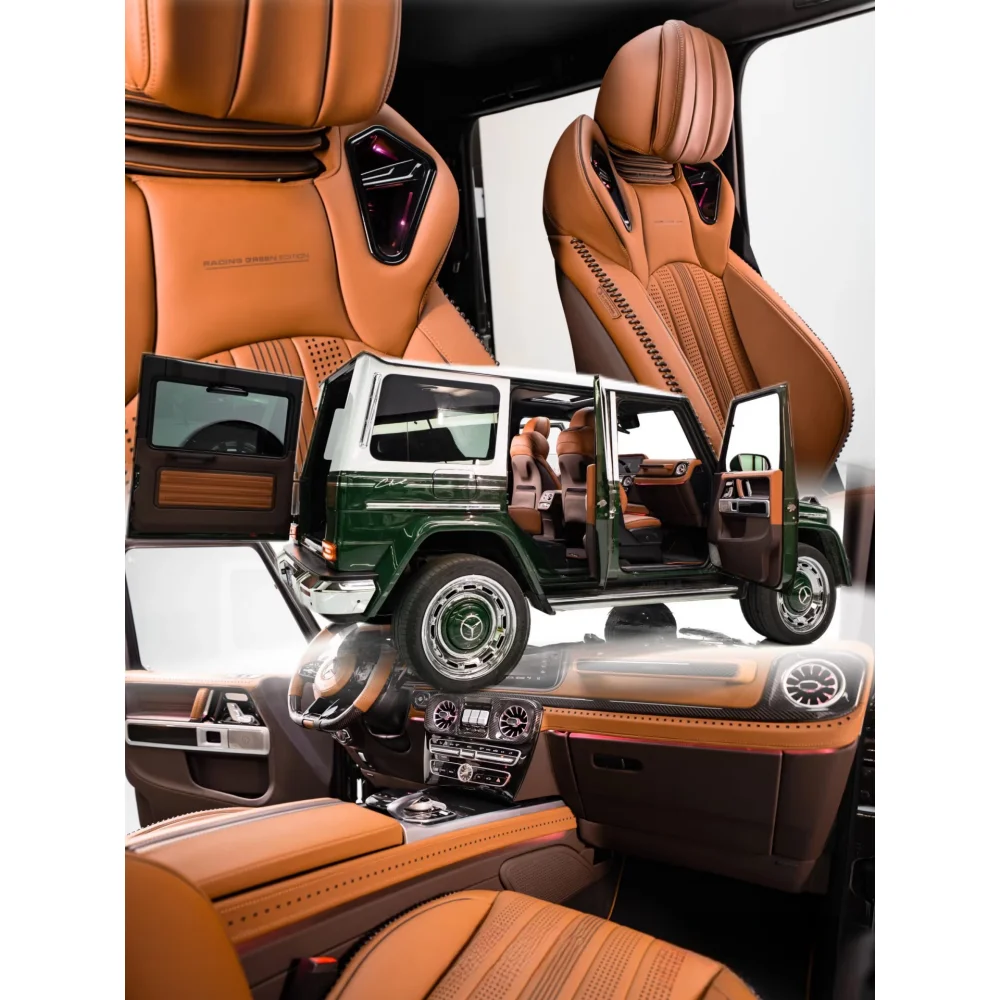 Custom G63 for AMG Interior Kits Vintage Warm Brown Retro Luxury SUV with Nautical Accents Weathered Leather Upgrades