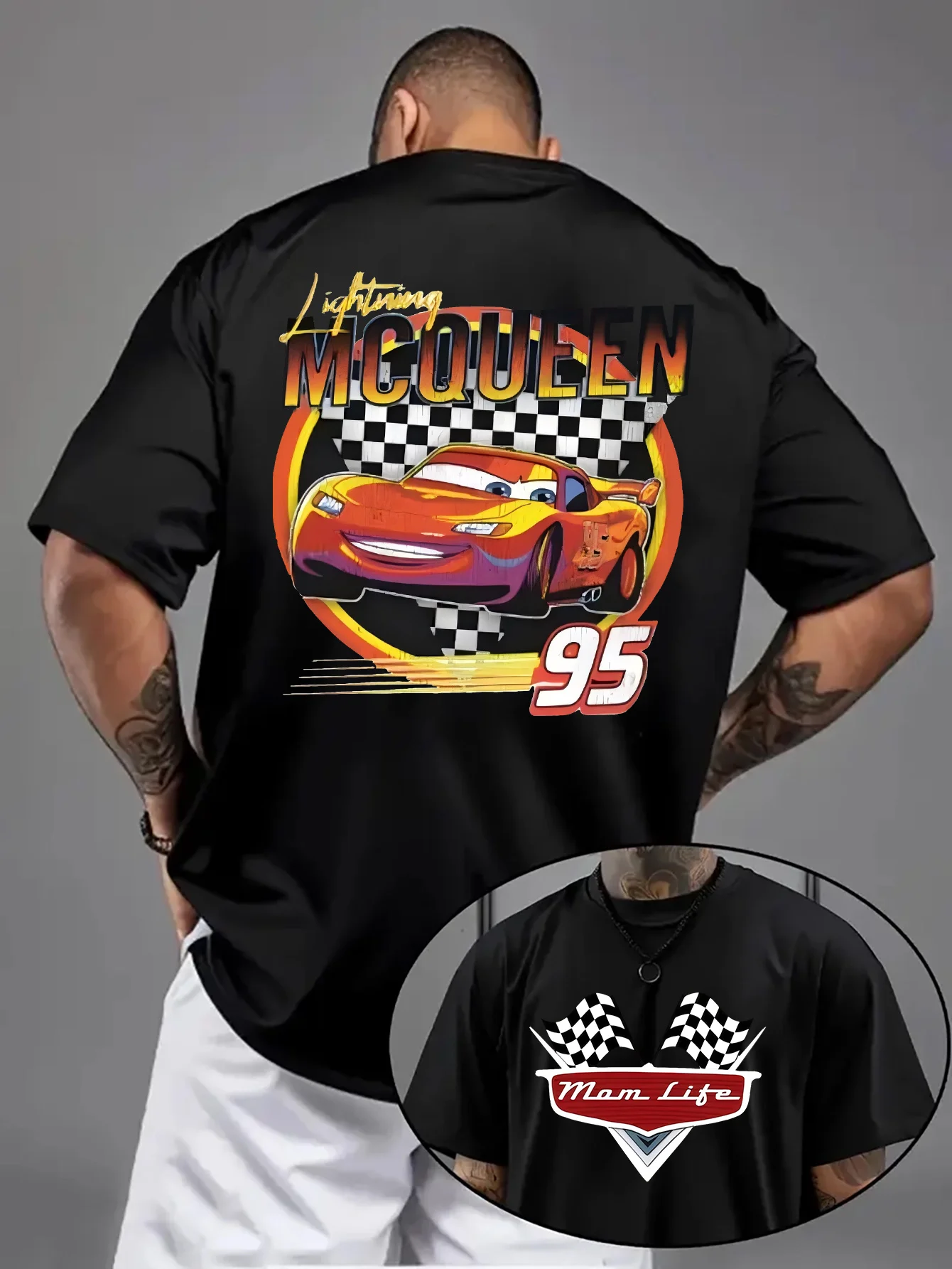 تي شيرت ديزني كار بأكمام قصيرة، ملابس محيطية لسباق الرسوم المتحركة الصيفية للأطفال من الرسوم المتحركة لايتنينج ماكوين #3