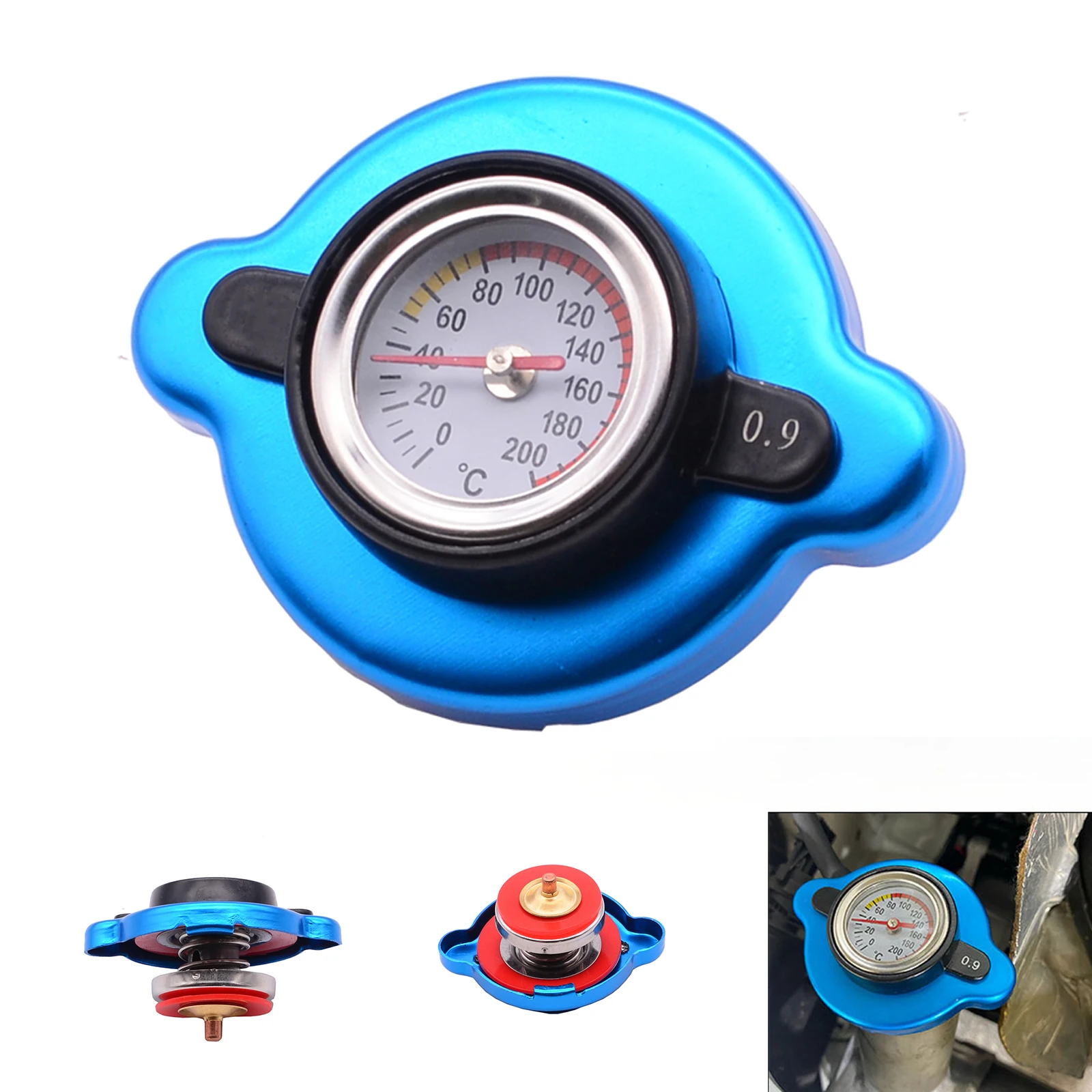 1Pcs Universal Radiator Cap Tank Cover Stainless Thermo Water Temperature Gauge 0.9 For Excavator Other Machinery Utility Safe