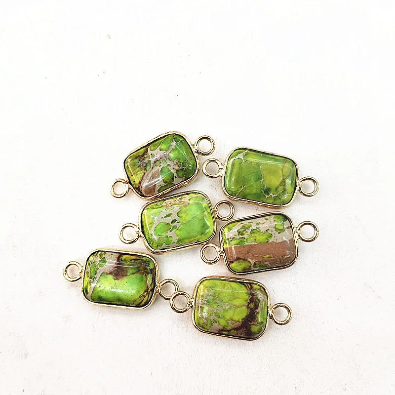 4PCS Natural Imperial JASPER STONE CONNECTORS RECTANGLE SHAPE 10X14MM DIY LOOSE BEADS GOOD FOR YOUR JEWELRY DESIGNS