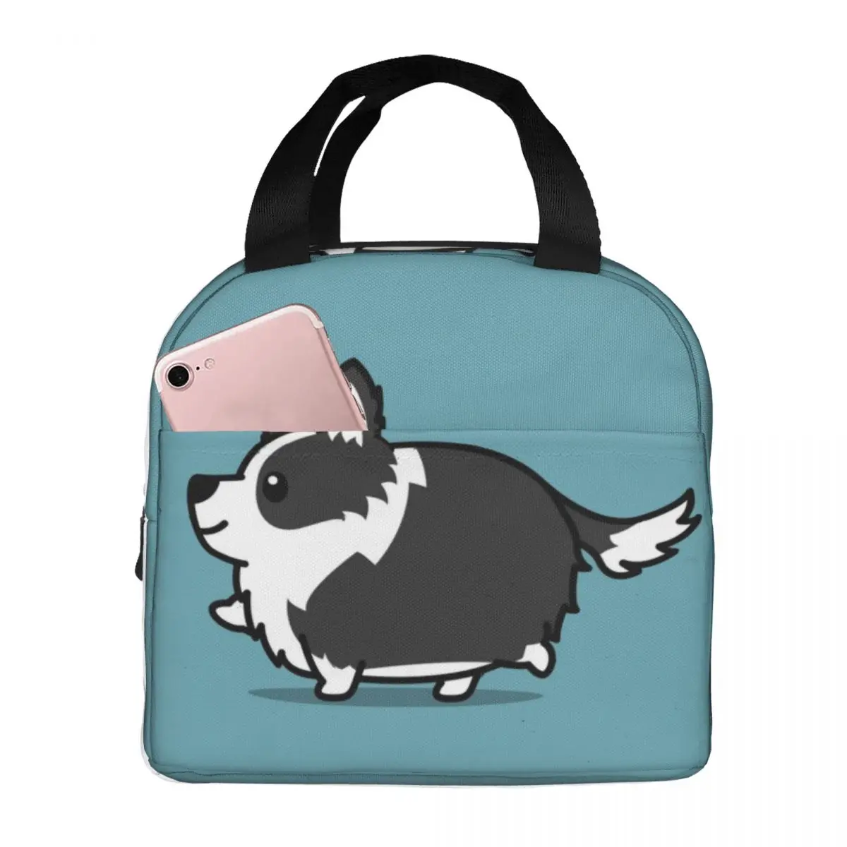 Cute Border Collie Lunch Bags Insulated Bento Box Lunch Tote Resuable Picnic Bags Thermal Bag for Woman Student Travel