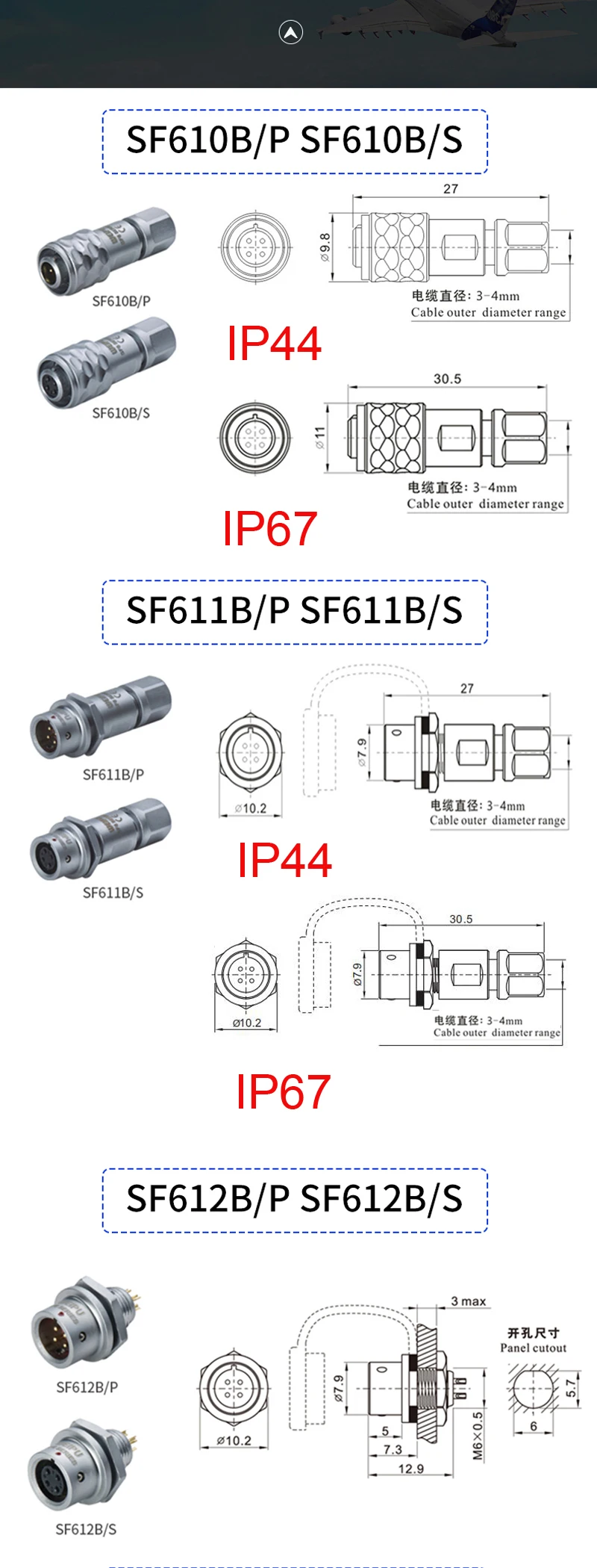 Original Weipu SF6 Waterptoof Stecker 2 3 4 5 Pin Kabel Stecker Männlich Weiblich In-Linie Kabel Anschluss Buchse SF610B SF611 IP44 IP67 – Detail 3
