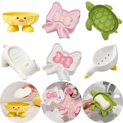NEW 1PC Plastic Bow Tie Shape Shower Soap Holder Drain Soap Dish Bathroom Accessories Supplies Water Guide Dish Storage Plate