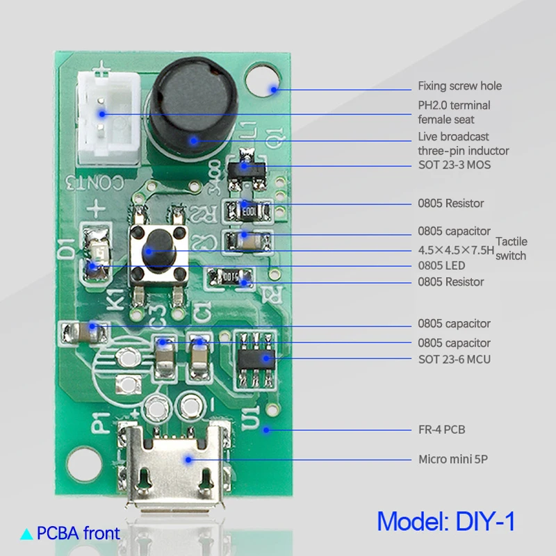 1Pc USB Mini Luftbefeuchter DIY Kits Nebel Maker Fahrer Platine Fogger Zerstäubung Film Zerstäuber Blatt Mini Oszillierende Fogger