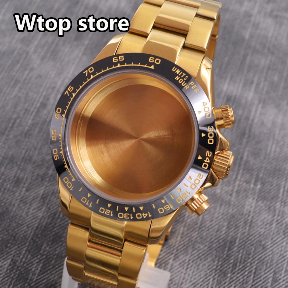 

wtop VK63 39mm Sapphire Glass Silver/Rose Gold/Gold Stainless Steel Bezel Watch Case Fit VK63 Quartz Movement