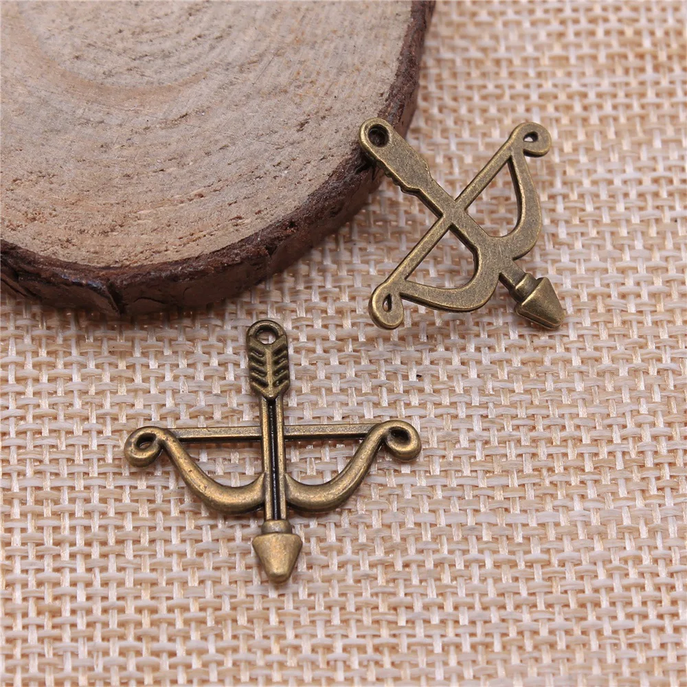 20Pcs 26*25 mm Zinc Alloy Bow Arrow Alloy Charm Silver Pendant Jewelry Diy Pendants For Necklace Bracelets