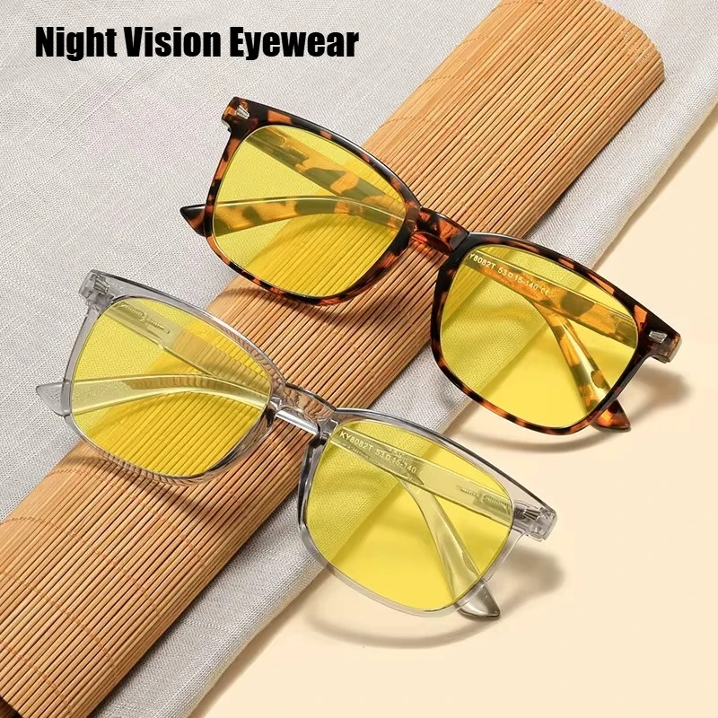 New Fashion Retro Square Frame Anti-blue Light Night Vision Glasses Outdoor Driving HD Ultralight Comfortable Optical Eyeglasses