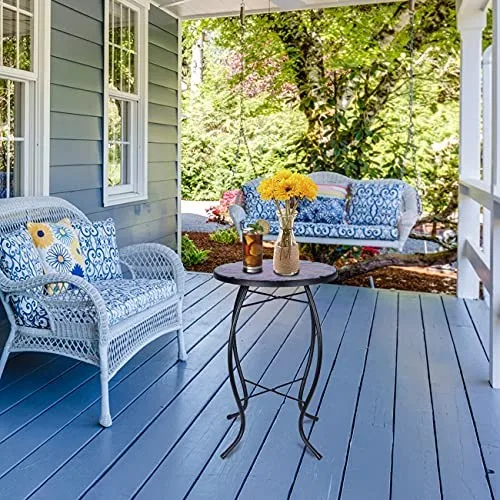 Café TablesPurple Glass Mosaic Outdoor Side Table for Patio and Garden Decor