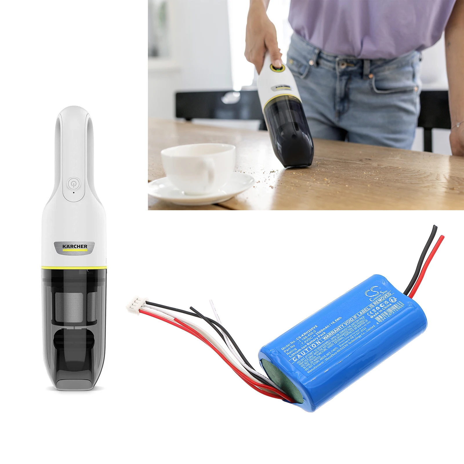 CS Replacement Battery for Karcher 1.198-400.0,VCH2 PN:1.198-400.0 2500mAh / 18.5Wh