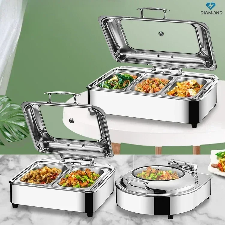 Luxury Buffet Stove - Thickened Stainless Steel Holding Stove with Electric Heating for Hotel and Canteen, Breakfast Soup Pot