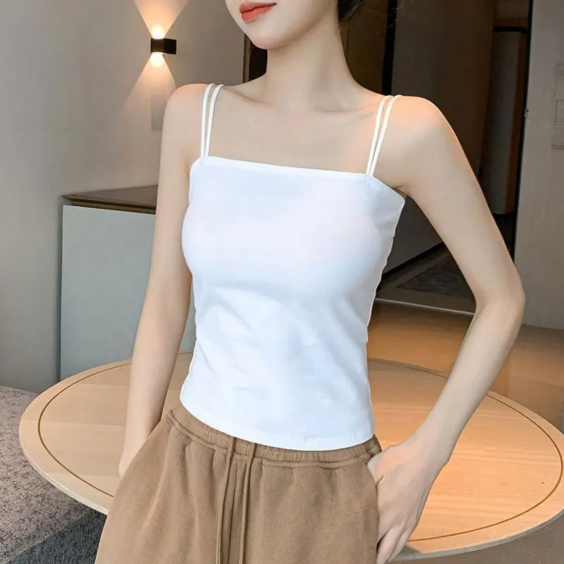 Women's Sexy Monochromatic Camisole, Casual Clothes, All-match, Temperament, Refreshing, Slim Tops, Summer Fashion, Trend