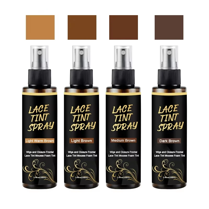 100 مل رذاذ لون الدانتيل للشعر المستعار، يحمل رذاذ الشعر الطبيعي الذي يعمل باللمس، رذاذ تذوب الدانتيل طويل الأمد، رذاذ لاصق سريع الجفاف