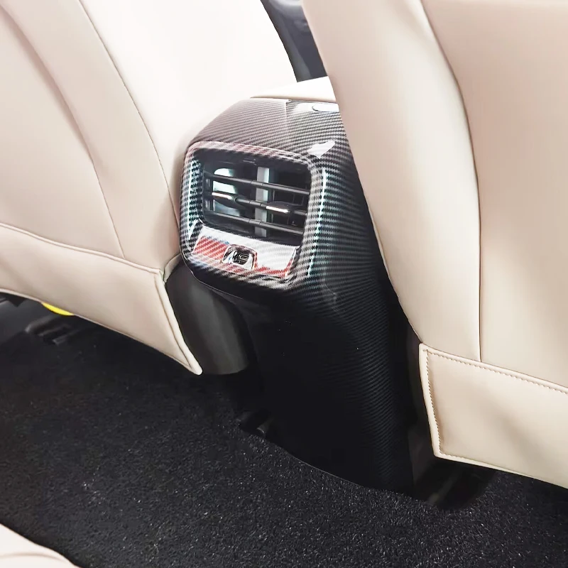 For MG S5 EV 2025 2026 ABS Carbon Fiber Car Rear AC Air Outlet Vent Frame Cover Trim Anti Kick Plate Interior Accessories