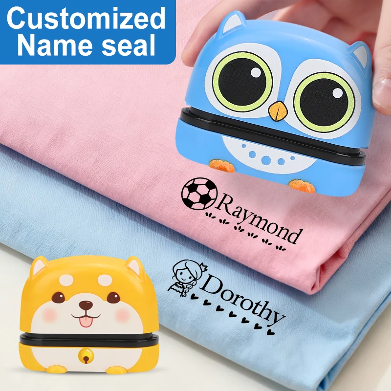 ตราประทับชื่อน่ารักแบบกำหนดเอง - ใช้ซ้ำได้สำหรับชุดเด็กอ่อนและกระเป๋าใส่อาหารกลางวัน, หมึกแห้งเร็วปลอดสารพิษ, พร้อมเป็นของขวัญสำหรับอุปกรณ์การเรียน