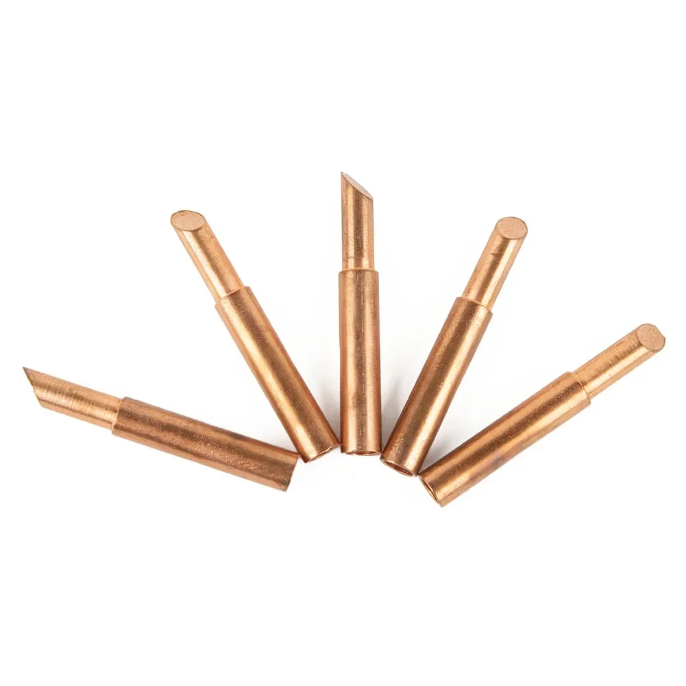 5pcs Soldering Iron Tips 900M-T-5C Soldering Iron Pure Copper Lead-free Workshop Equipment Power Tools Welding Soldering