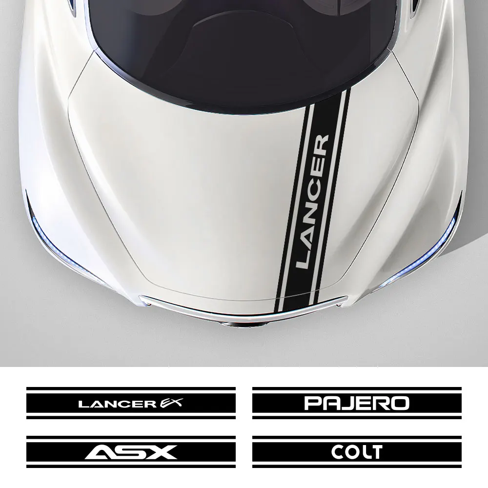 

Car Hood Stickers Auto Front Decals For Mitsubishi ASX Ralliart Outlander Eclipse L200 Lancer EX Pajero Colt Delica Competition