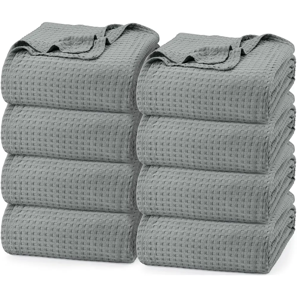 

Cool Grey 100% Cotton Waffle Blanket 300 Gsm [Queen - 90X90 H] Soft Lightweight Breathable Bed Blanket For All Season (Pa Of