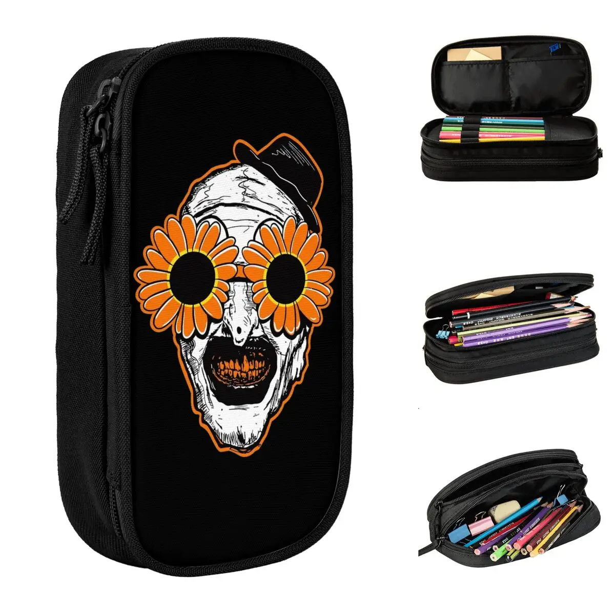 

Sunflower Sunglasses Horror Clown Movie Art Terrifier Pencil Cases Pencilcases Pen Box for Student Bags Students School Gift