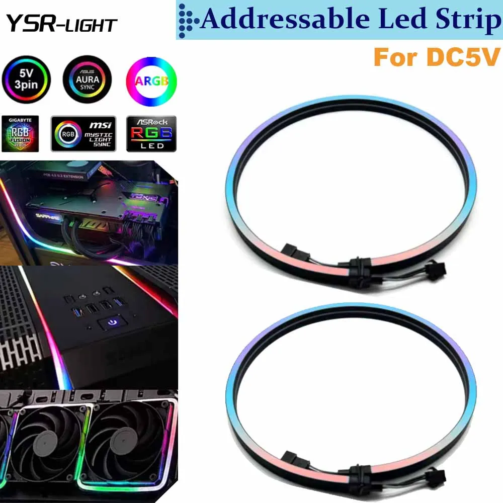 DC5V3Pin RGB LED Neon Light Strip K Dream Color AURA SYNC Addressable Digital Flexible Mounting PC Backlight Motherboard