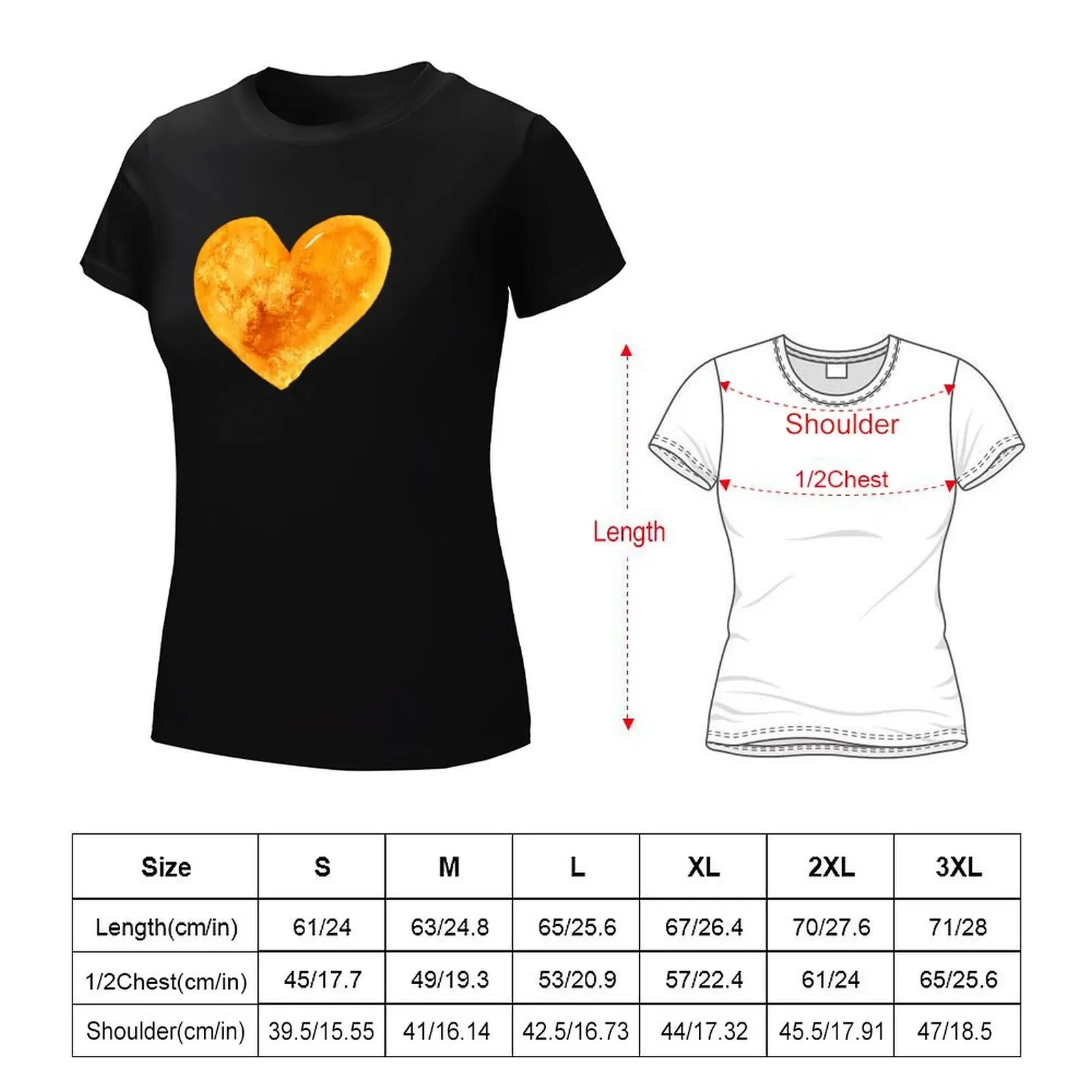 Camiseta de corazón amarillo para mujer, ropa bonita para mujer, camiseta para mujer