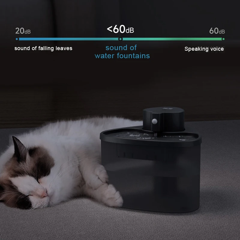 2L Automatic Cat Water Fountain Wireless Battery Operated Water Drinker with Motion Sensor Dog Water Dispenser with Quiet Pump