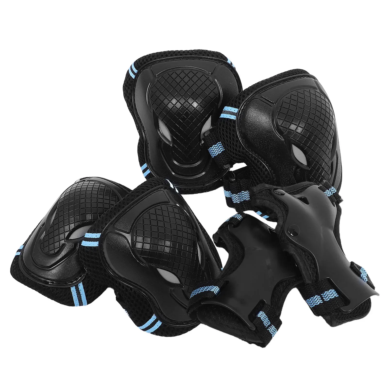 

1Set Anti- Protection Pads Knee Elbow Hand Guard Cycling Skateboard Outdoor Injury Prevention Black Blue Size S