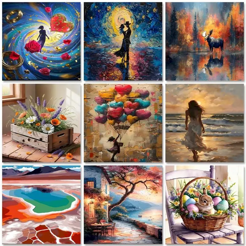 

GATYZTORY Paint By Number Figure Landscape For Adults DIY Frame Picture By Numbers Flowers Acrylic Paint On Canvas Home Decor