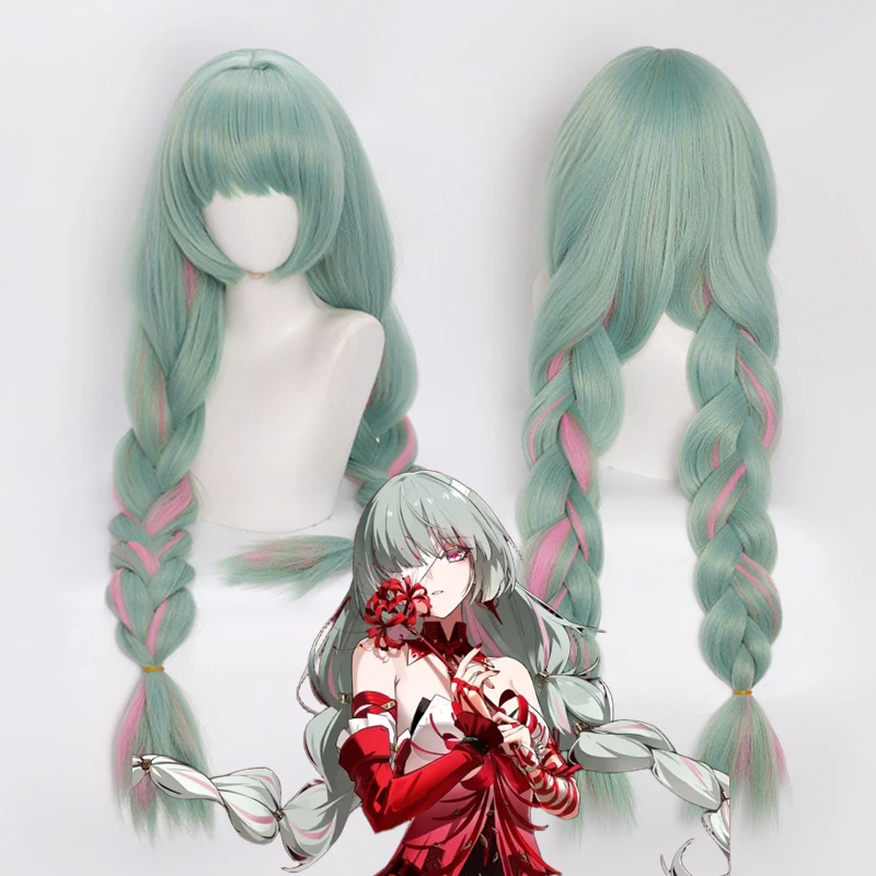 Juego Wuthering Waves Phrolova Cosplay peluca chica verde claro trenzado pelo largo pelucas sintéticas resistentes al calor accesorio de Halloween