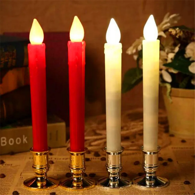 LED Long Rod Candle Christmas Simulation Tears Electronic Candle Lamp Long Candle Lamp Furniture Wedding Decoration 2pc