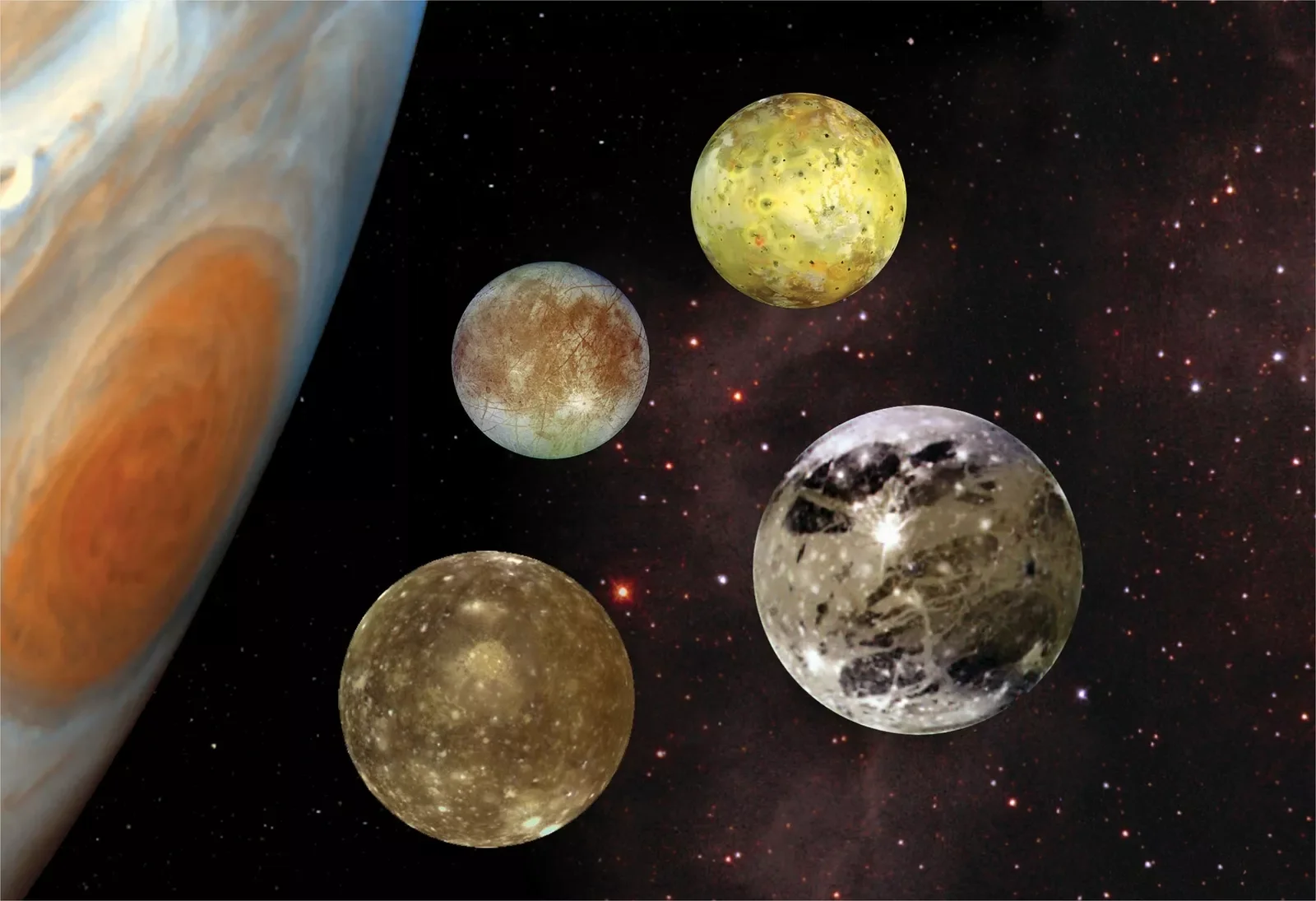 

Jupiters Galilean Moons Hi Gloss Space Photo Art Film Print Silk Poster Home Wall Decor