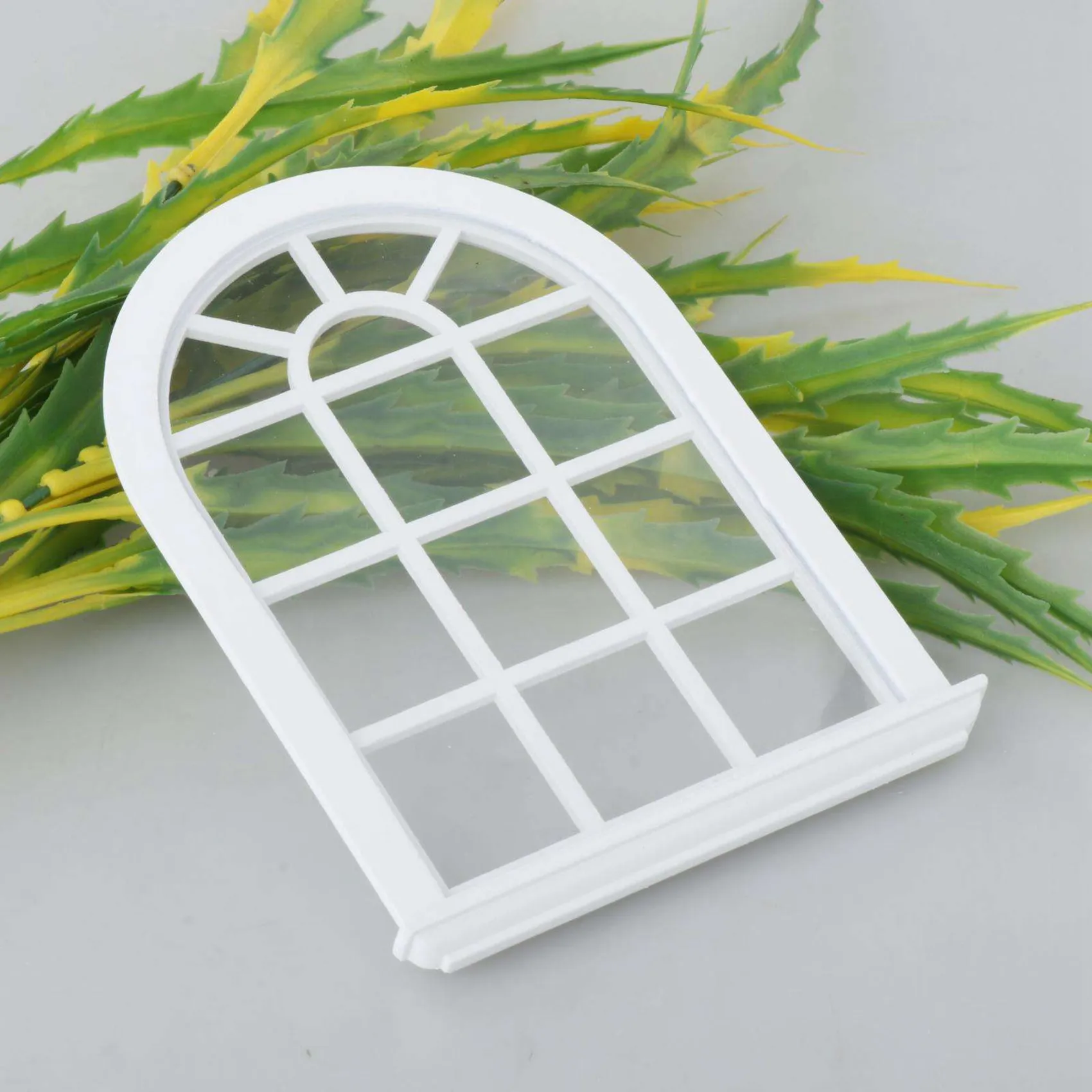 Miniatura Branco Janela De Madeira Frame, Janelas Francesas, DIY Acessórios Para Móveis, 1/12