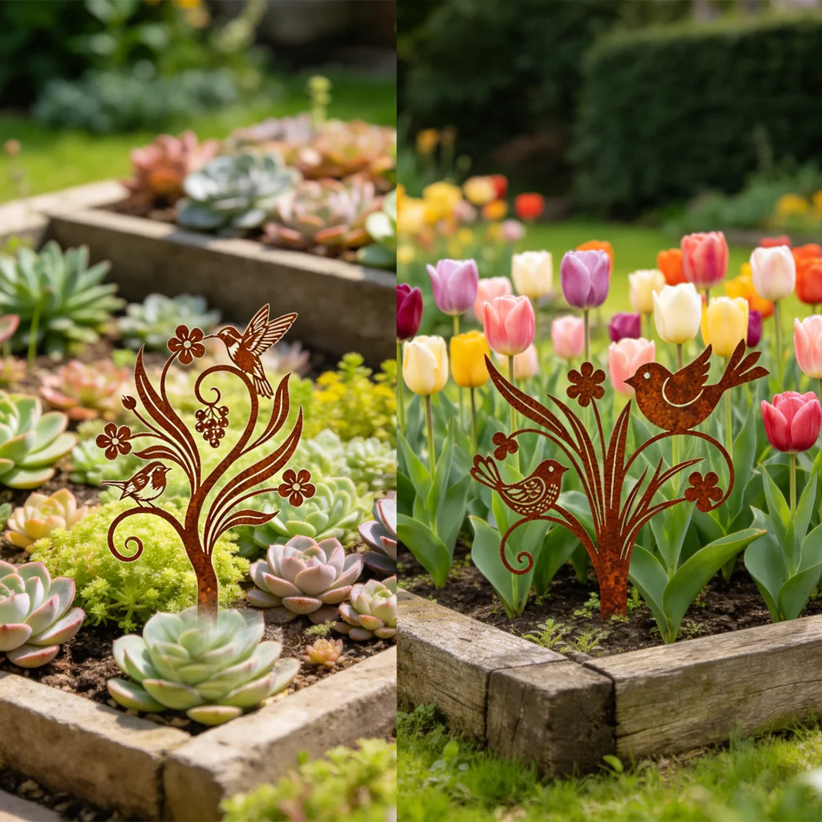 1 Stück Eisen-Gartendeko-Stab, rustikaler Stil, Vogel-Gartenschild, Metall-Blumen-Gartendekoration, Metall-Vogelskulptur, Gartenkunst