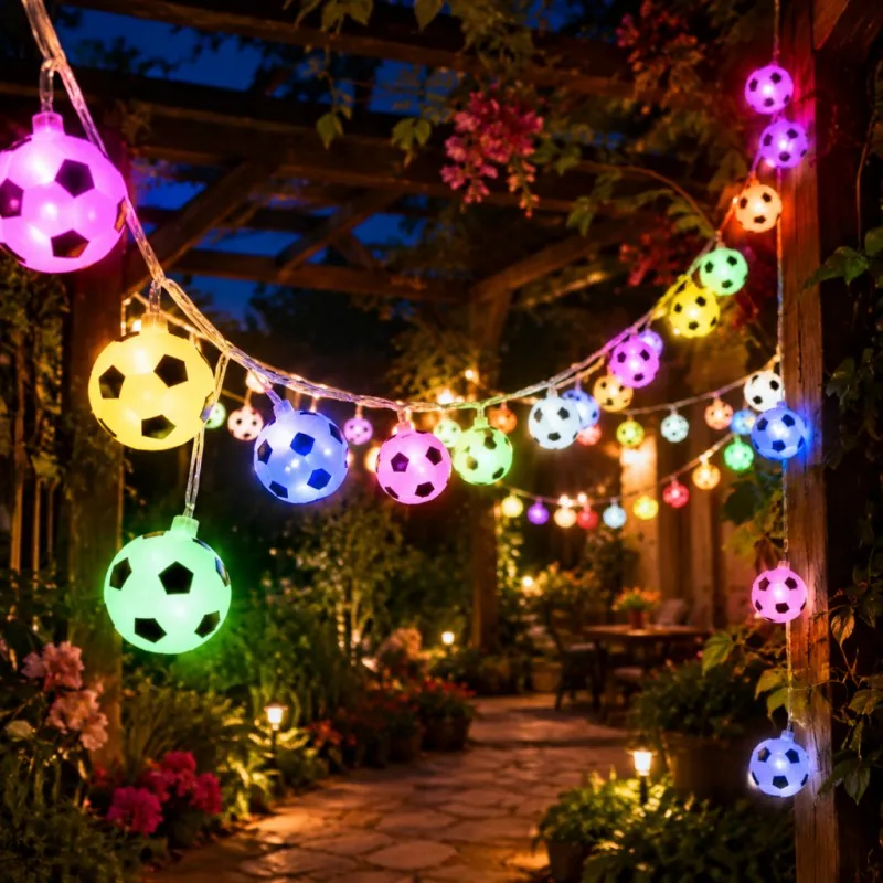 Colorful Football Shaped LED String Lights USB Powered for Garden Birthday Party Holiday Decorations Atmosphere Lighting