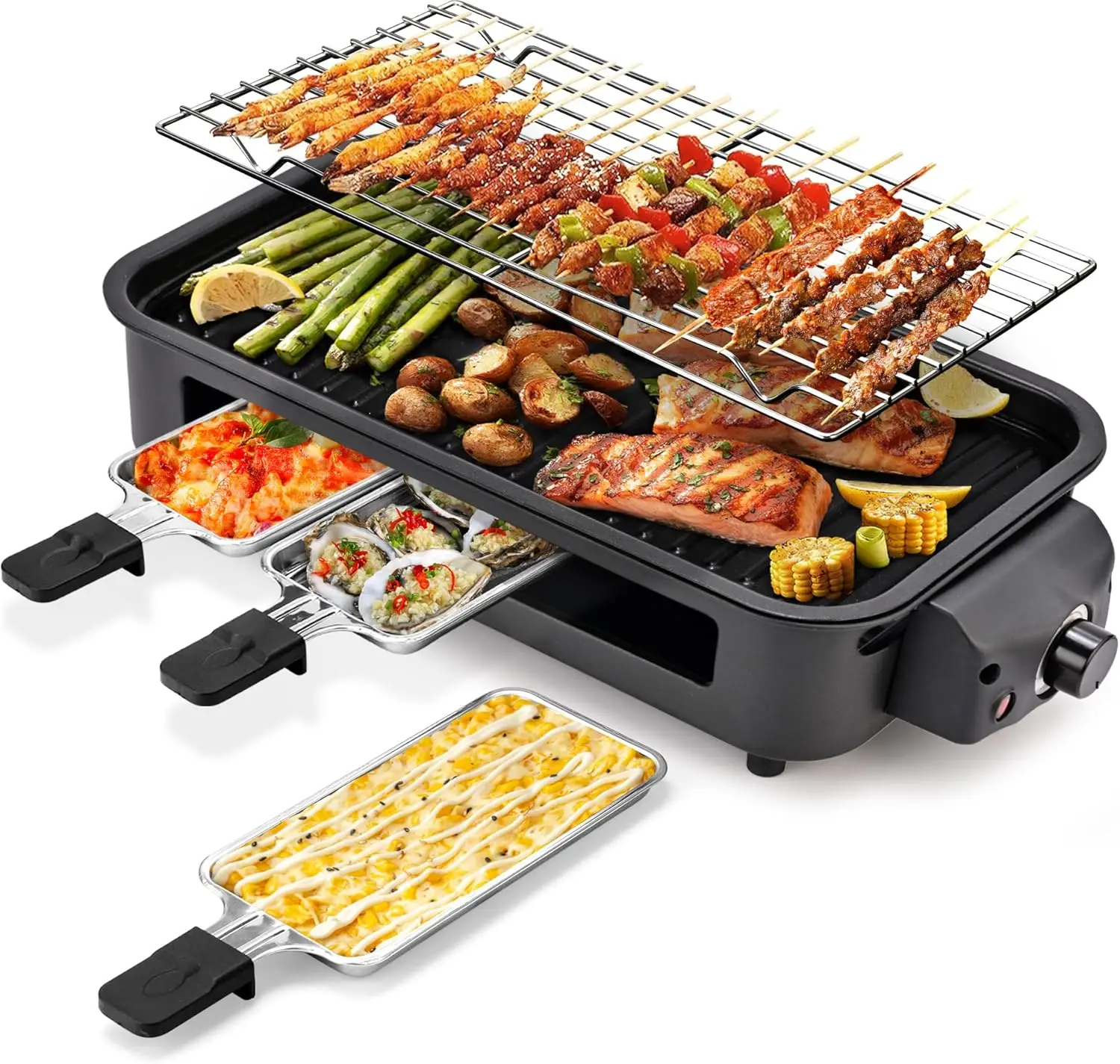 

Electric Indoor Grill with Non-Stick Plate, Temperature Control, Dishwasher Safe, 1700W Black