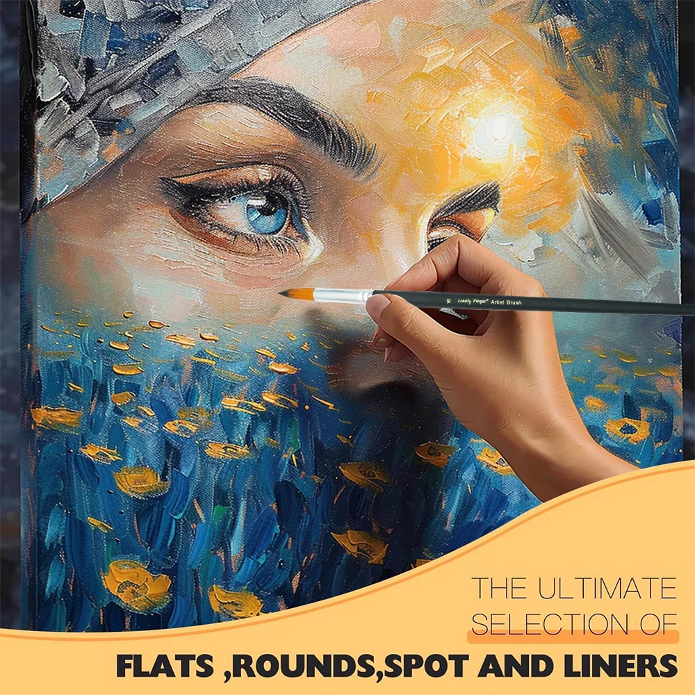 9 قطع من فرش الرسم ذات الطرف الدائري للفنانين فيلبرت، مجموعة فرش طلاء بالألوان المائية من الأكريليك باللون الأسود