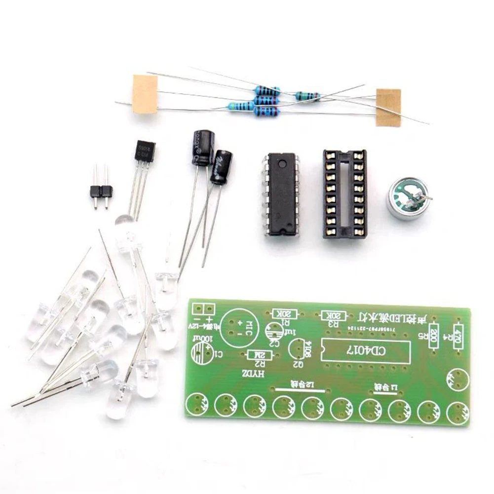 Voice Activated LED Water Light Kit CD4017 Color Light DIY Electronic Kit Teaching Training Module
