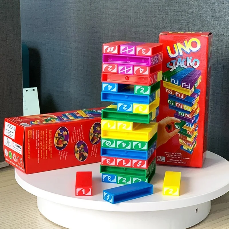 Jogos de Tabuleiro Stacko-UNO, Entretenimento Familiar, Poker Party, Puzzle Educação Infantil, Brinquedos Empilhados, Cartas, Presente de Aniversário