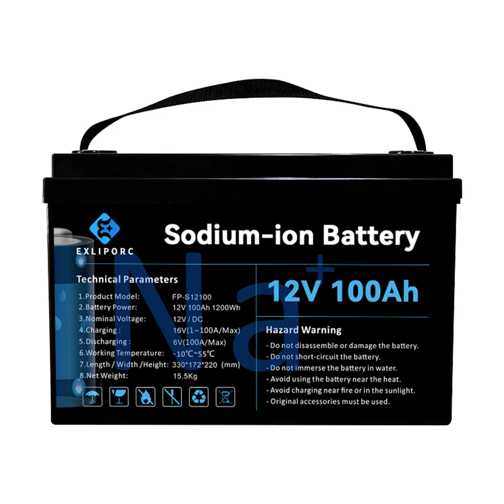 Exliporc Paquetes de baterías de iones de sodio para automóvil BMS 12 voltios Ev Batería de iones de sodio 12v para barco marino RV