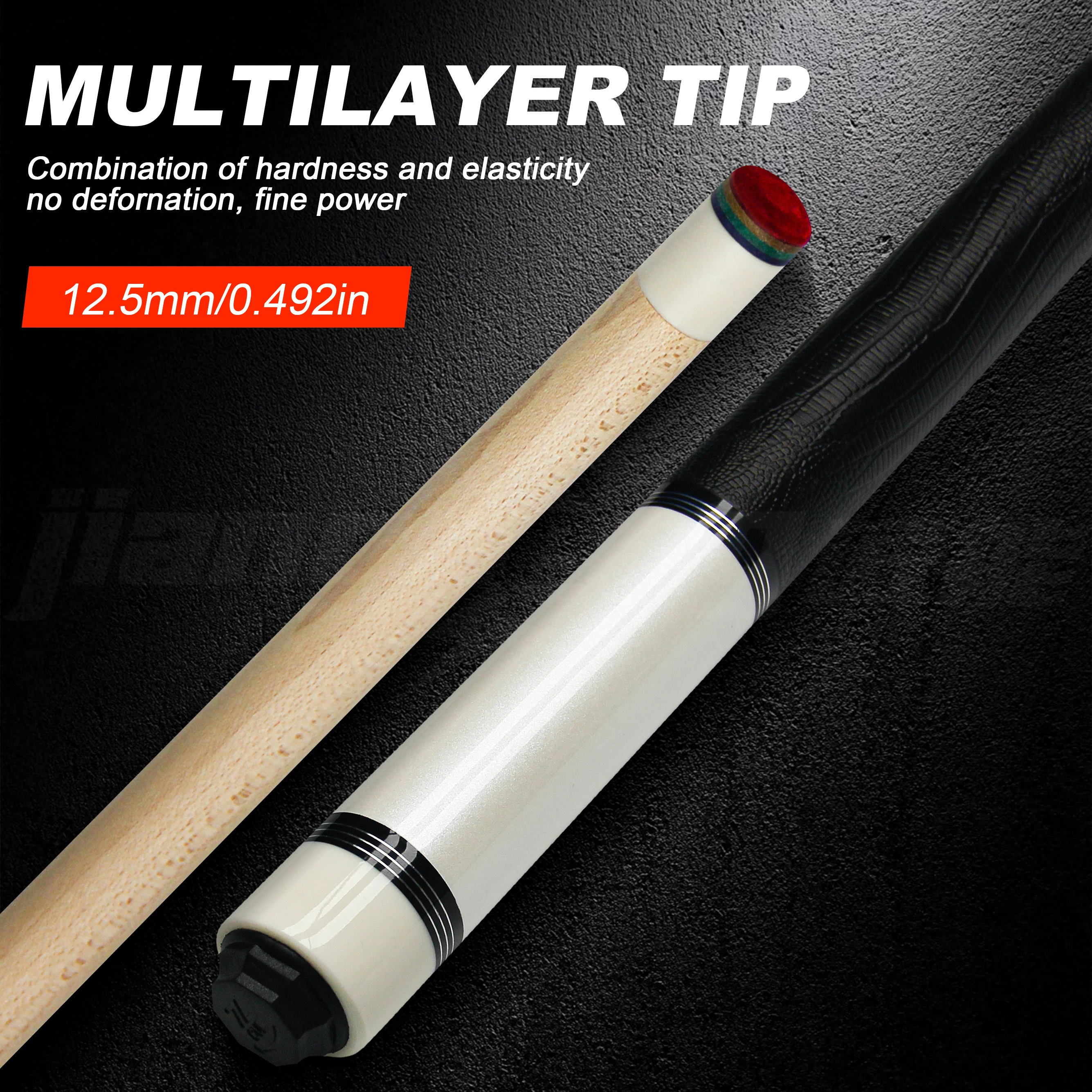 عصا البلياردو الاحترافية 12.5 مم طرف مركب متعدد الطبقات مكون من قطعتين من وصلة البناء المصنوعة من الفولاذ المقاوم للصدأ #3