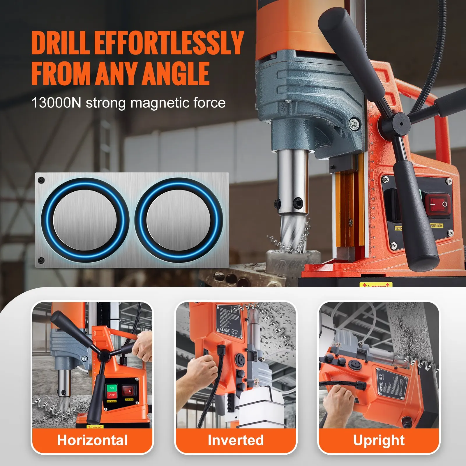 1300W Electric Drilling Machine Magnetic Drill Press Boring Diameter Power Drill 810 PRM 1-second Release Drill  13000N