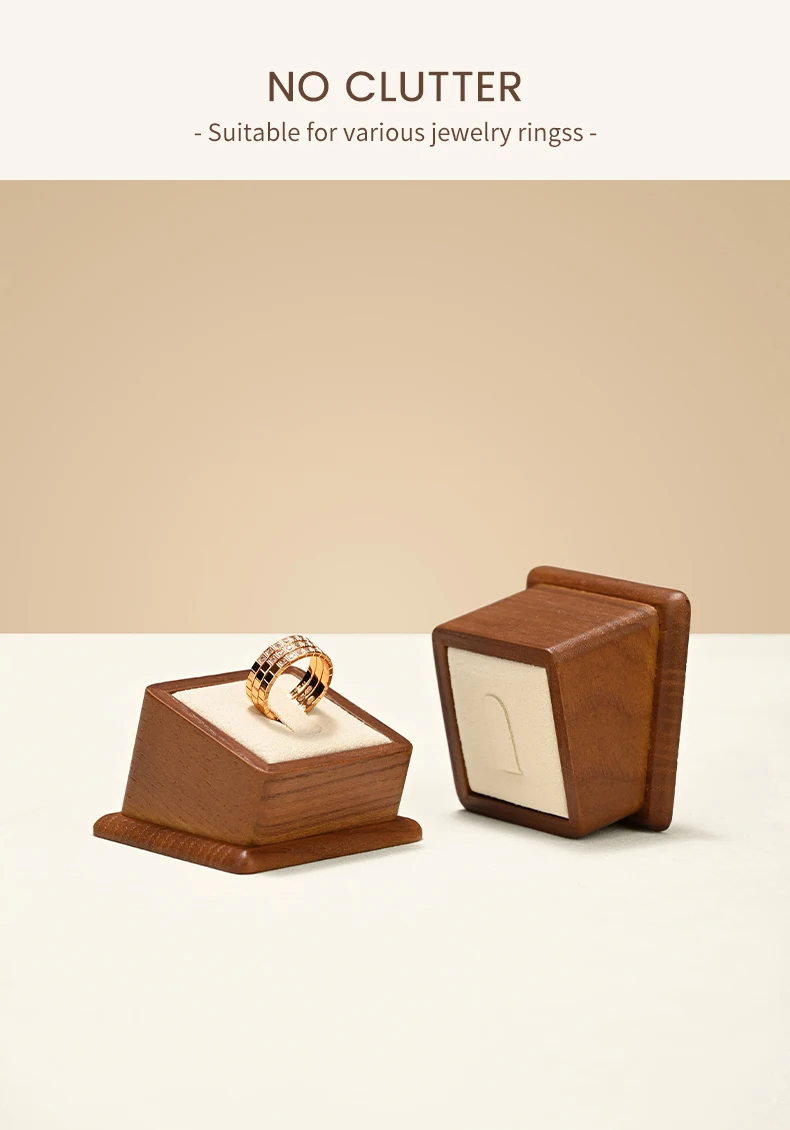 Oirlv Solid Wood Ring Holder,Square Single Ring Display Stand,Showcase Jewelry Display Bear Earrings Bracelet Jewelry Holder
