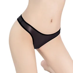 1pc Women's Sexy Elastic Panties Sheer Briefs Low Rise Lingerie Underwear Solid Color Transparent Knickers Female Thongs