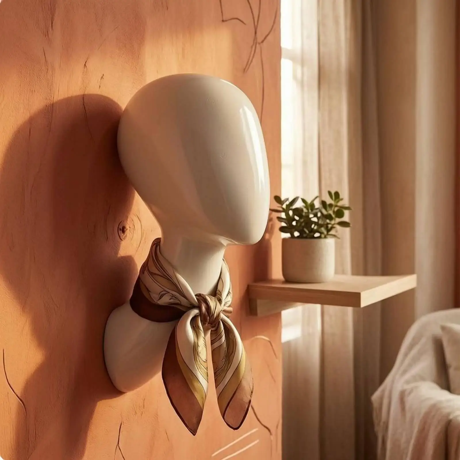 Wall-Mounted Mannequin Head Single-Piece Wall Mounted Mannequin Head Molded