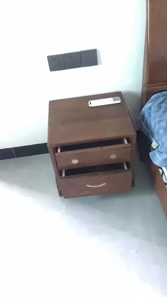 Light luxury solid wood bedside table walnut simple master bedroom side cabinet log